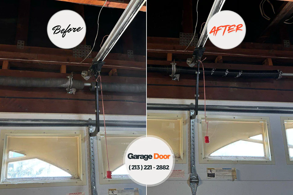 Before and after: garage door repair Clarendon Hills, IL